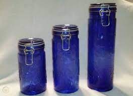 vintage set of 3 cobalt blue glass