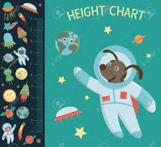 Vector Space Height Chart Picture With Cosmic Elements For Children