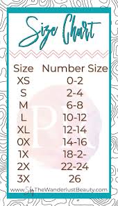 Paisley Raye Size Chart Standard And Plus Size Womens