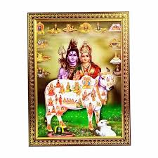 lord shiva ma parvati with cow all
