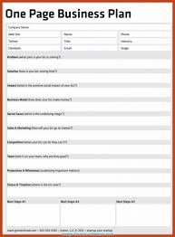 002 Free Simple Business Plan Template One Page Best