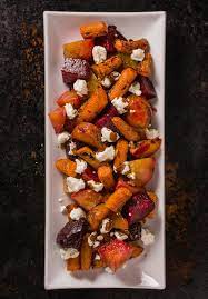 roasted beets and carrots with goat