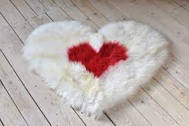 two coloured heart shaped rug ws