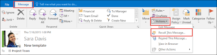 email message that you sent in outlook
