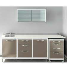 brown and white dental cabinet with