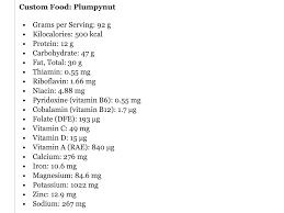 food plumpynut grams per serving