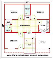 30x30 South Facing 3bhk Vastu House Plan