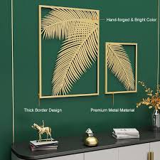 Metal Wall Decor Rectangular Palm Leaf
