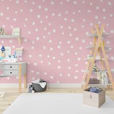 White Dotted Cute Pink Nursery Wall