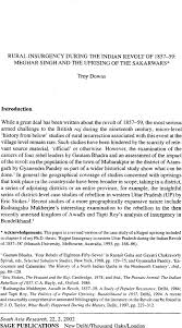 Rural Insurgency During the Indian Revolt of 1857-59: Meghar Singh and the  Uprising of the Sakarwars - Troy Downs, 2002