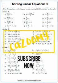 Linear Equations Worksheets Practice