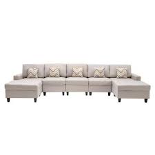 nolan linen sectional sofa 894207 beige