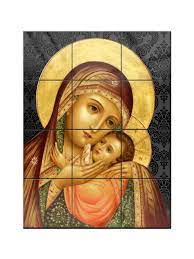 Mother Of God Icon Theotokos Tile Mural