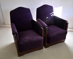 Create an inviting atmosphere with new living room chairs. Art Deco Mahogany And Purple Velvet Lounge Chairs By Carel Adolph Lion Cachet Set Of 2 1930s For Sale At Pamono