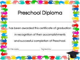 End Of The Year Preschool Handprint Diploma Certificate Or Award