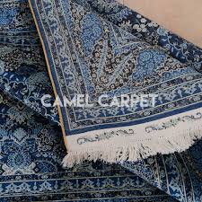 handmade turkish silk navy blue rug