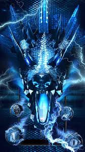 3d blue fire ice dragon thunder theme