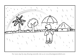 how to draw a rainy day scene scenes