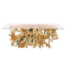 Large Root Glass Top Console Table