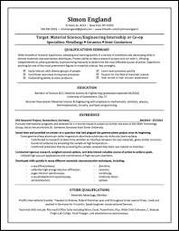 Resume Material Science Cover Letter