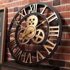 Wooden Gear Wall Clock Nz New