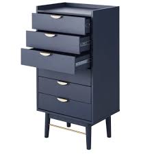 dark blue 6 drawer tall chest of