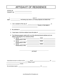 affidavit of residence template