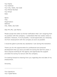 Two Weeks Notice Resignation Letter Template Download
