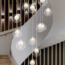 Led Bubble Large Staircase Chandelier