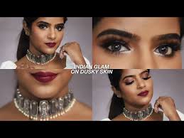 dewy glam makeup look on dusky indian