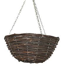 16 inch hanging rattan basket black