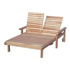 Solid Wood Outdoor Double Chaise Lounge