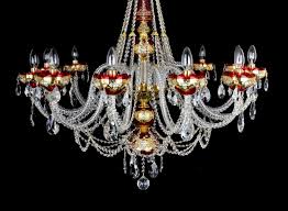 12 Arm Ruby Red Bohemian Crystal Chandelier Decorated With High Enamel Bohemian Glass