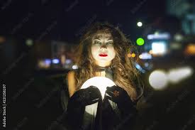 halloween woman with creative makeup