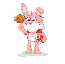 pink bunny playing rugby character