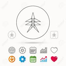 Electricity Station Icon Power Tower Sign Calendar Graph Chart