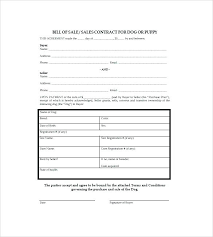 Puppy Bill Of Sale Template Pet Adoption Contract Dog Form Sample