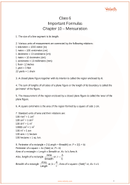 Cbse Class 6 Maths Chapter 10 Mensuration Formulas