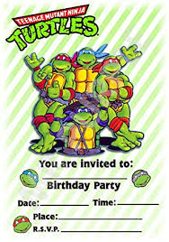 Superhero Teenage Mutant Ninja Turtles Birthday Party Invites Portrait Striped Design Party Decorations Accessories Pack Of 12 Invitations