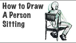 how to draw a person sitting view from