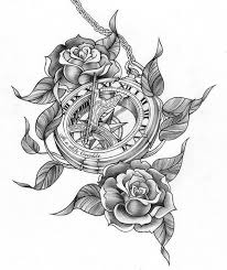 The major meanings are pursuing a dream is another denotation of the compass design because it conveys a human desire to explore new destinations, try new things and achieve goals. Compass Rose Tattoo Sketch Compass With Rose Tattoo Design