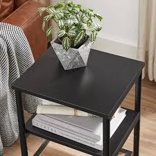 Black Side Table With Storage Shelves