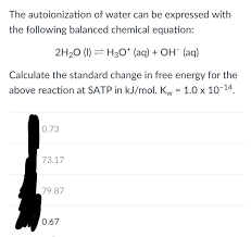 Answered The Autoionization Of Water