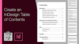 create an indesign table of contents