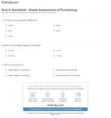 Quiz Worksheet Global Assessment Of Functioning Study Com