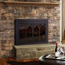 Pleasant Hearth Collin Small Black Glass Fireplace Doors
