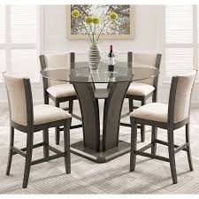 Take care of your new dining table for years to come with our protection plan from guardian. Kecco Gray 5 Piece Round Glass Top Counter Height Dining Set Overstock 16685521