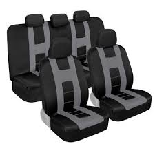 Silver Gray Car Seat Covers Full Set