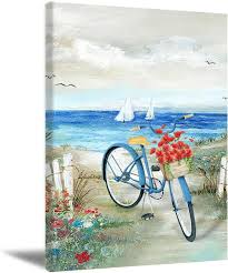 Coastal Beach Wall Art Seaside Bicycle