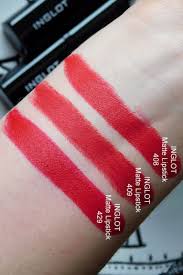 inglot lipsticks 408 409 429 swatches